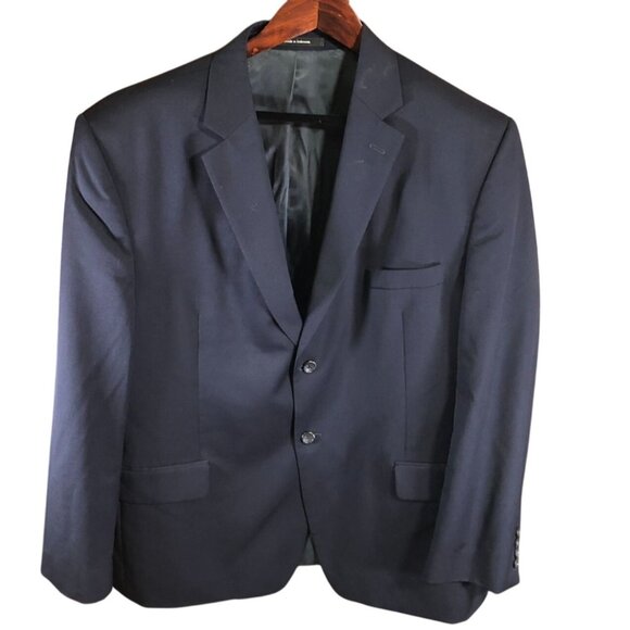 Pronto Uomo Mens Blazer Jacket Size 48 Regular Navy Wool - Picture 1 of 16